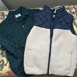 Boys size 6/7 Cass Club shirt and Sherpa vest set.